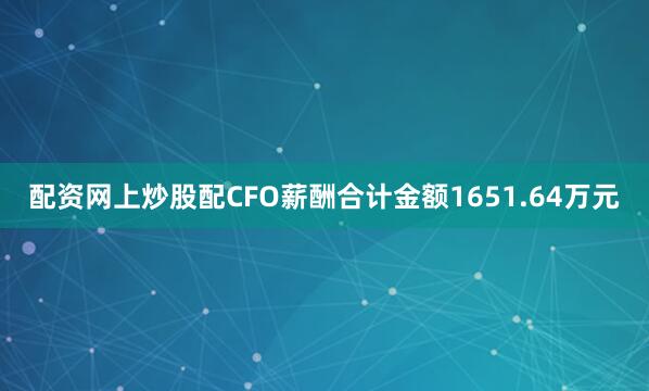 配资网上炒股配CFO薪酬合计金额1651.64万元